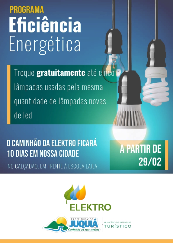 Elektro, em parceria com a Prefeitura Municipal, irá trocar lâmpadas comuns por lâmpadas de Led.