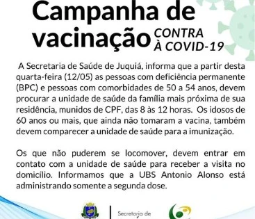 Campanha de Vacinação Contra a COVID-19 para Pessoas de 50 a 54 Anos